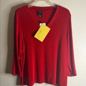 Citiknits v neck Red Long Sleeve Top